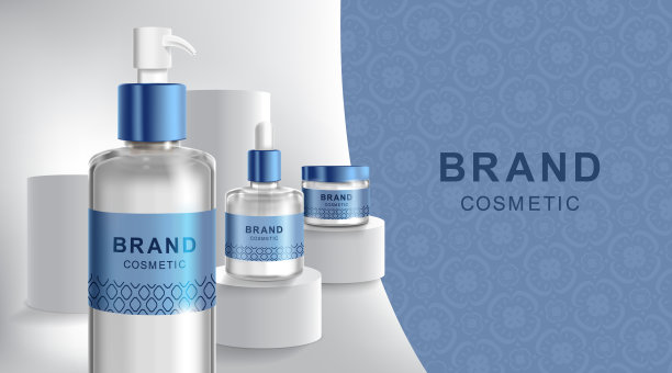 霜和喷雾的广告。化妆管和现实的瓶子在舞台基座。品牌和包装设计模板。矢量图图片下载