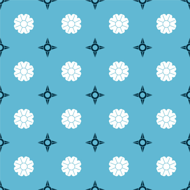 日本忍者飞镖和花的无缝设置图片下载