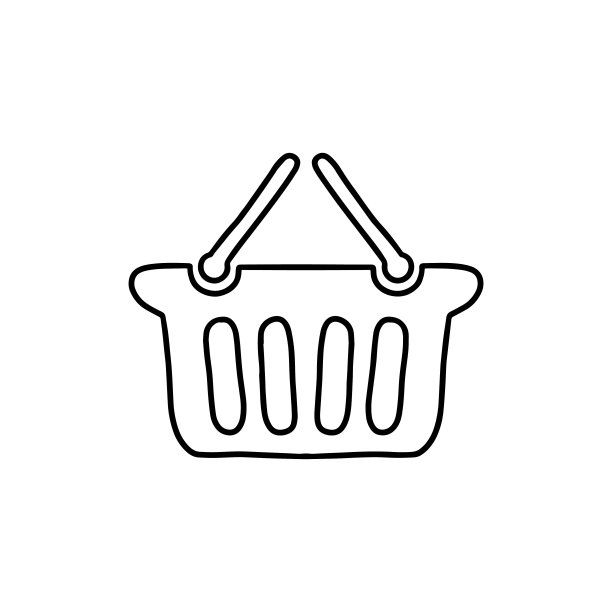 提纲购物篮图标，涂鸦，黑白插图。图片下载