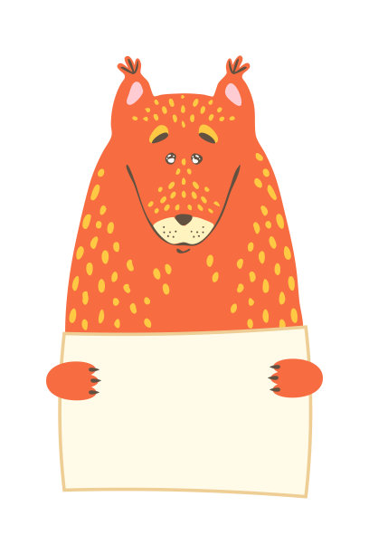 可爱的卡通动物拿着标签和复制空间。设置贺卡横幅邀请传单小册子。卡通手绘风格。小宠物用空白标记信息板图片下载