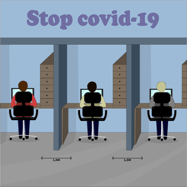 在办公室里保持社交距离图片下载