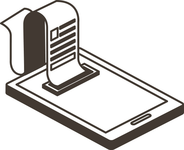 智能手机与纸质收据线条风格图片下载