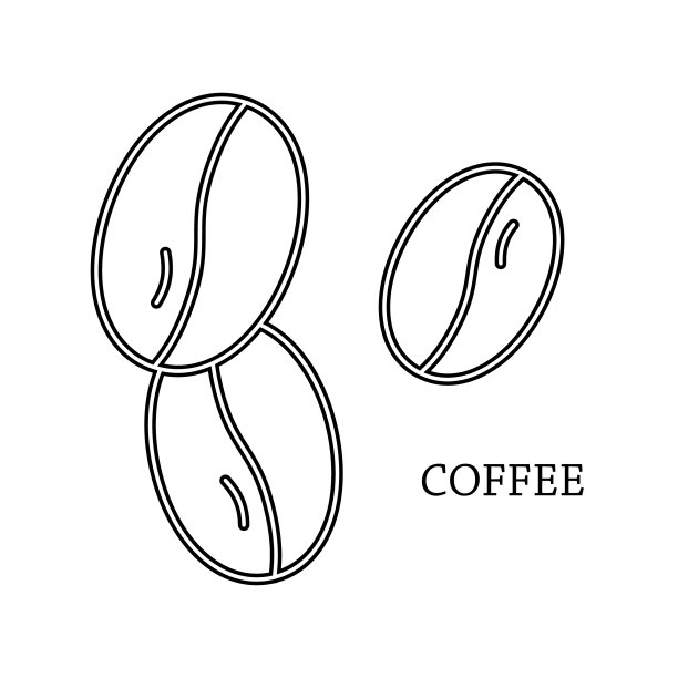 咖啡豆图标。咖啡符号矢量标志孤立在白色背景插图图形和网页设计图片下载