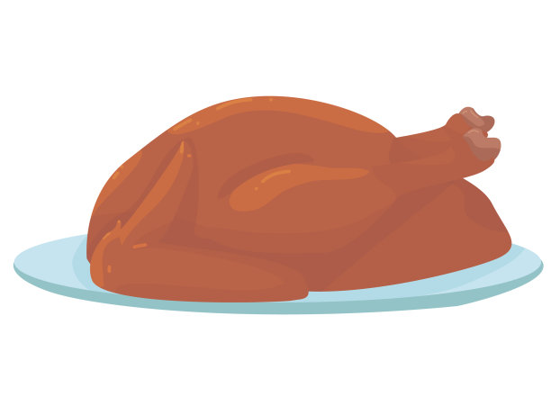 图标烤鸡在盘子里图片下载