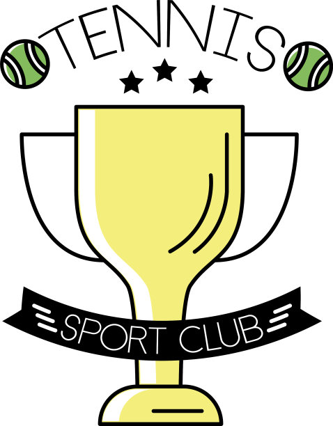 网球和刻有奖杯线的字母图片下载