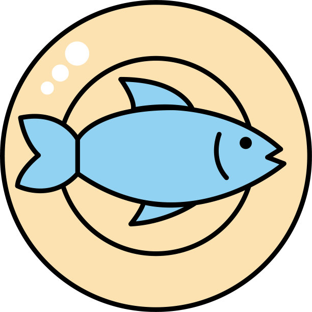 菜用鱼和海鲜线填风格图标图片下载