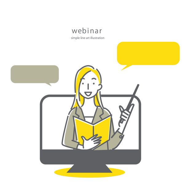 商务人士在网上讲话，简单的线条艺术图片下载