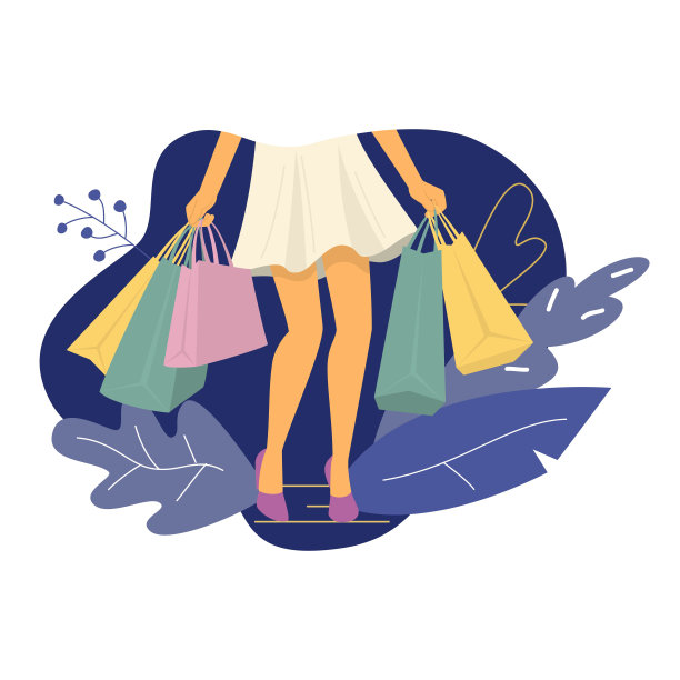 年轻女子带着购物袋。图片下载