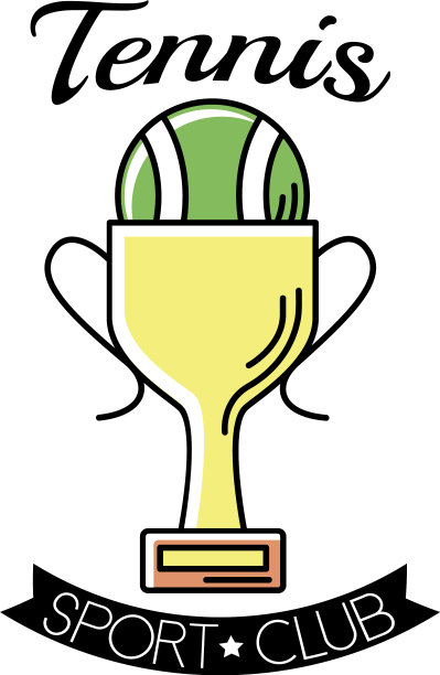 网球运动在奖杯和奖杯线和填充图片下载