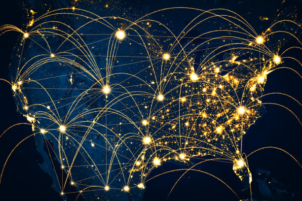 美国网络连接覆盖全国，具有创新感知线图片下载