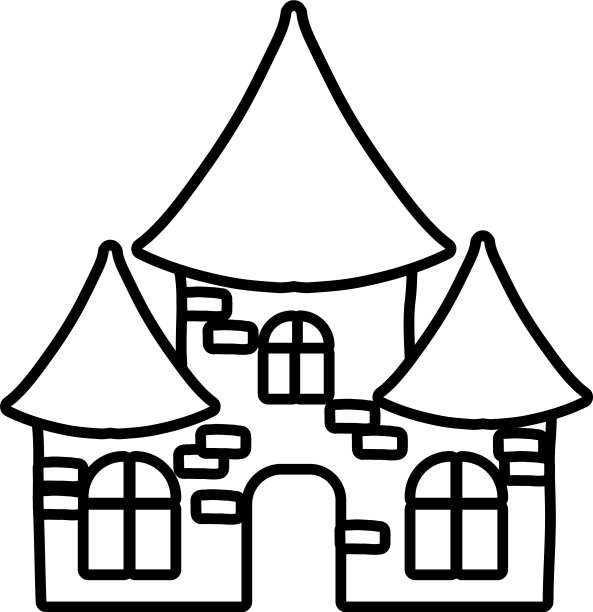 万圣节黑暗城堡线条风格的图标图片下载