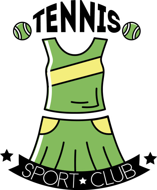 网球和字母与女性套装线图片下载