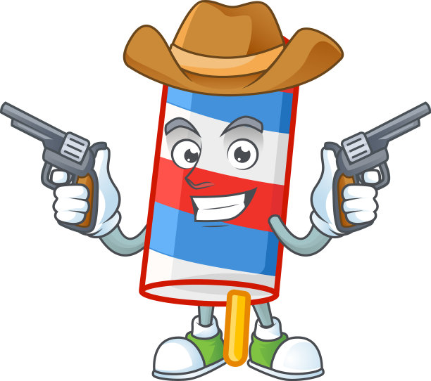 勇敢的火箭美国条纹牛仔拿着枪图片下载