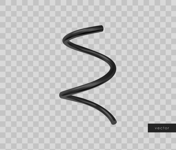 向量三维现实的几何对象。孤立金属黑色螺旋形状。图片下载