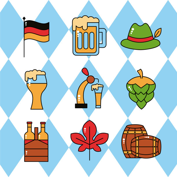 捆绑9个啤酒节图标图片下载