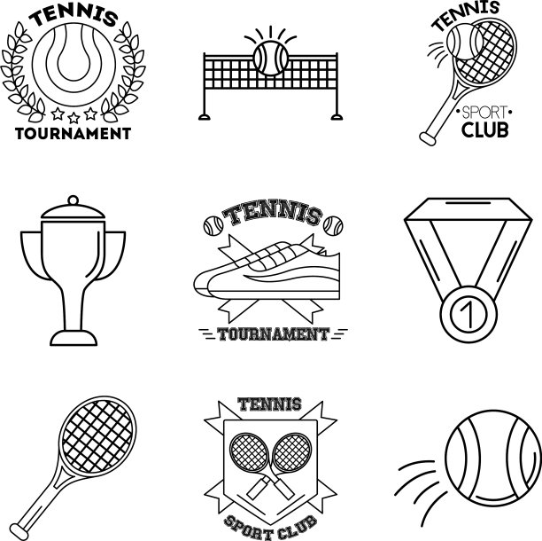 捆绑9项运动网球图标图片下载