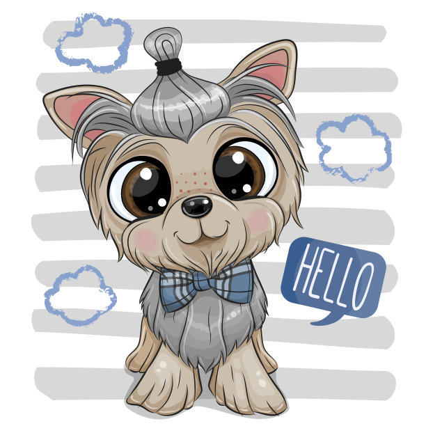 系着领结的约克郡犬图片下载