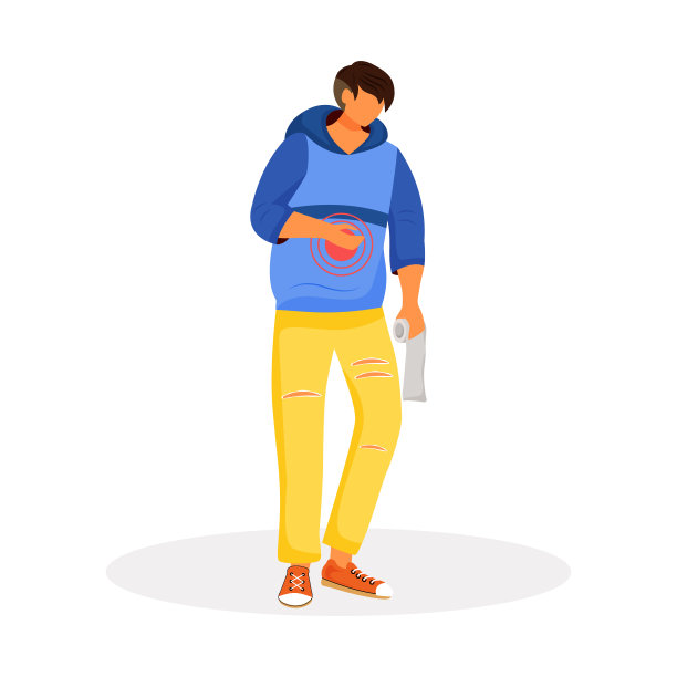 胃痛平色向量无面部特征。胃痛。便秘和腹泻。腹痛。消化系统问题。疾病症状孤立卡通插图图片下载