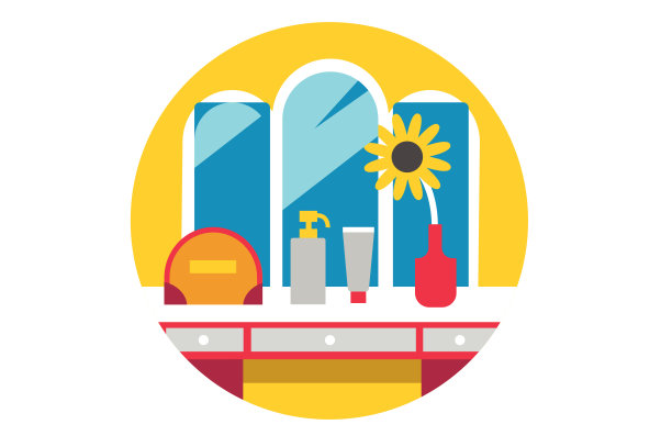 化妆和镜子用的化妆品图片下载