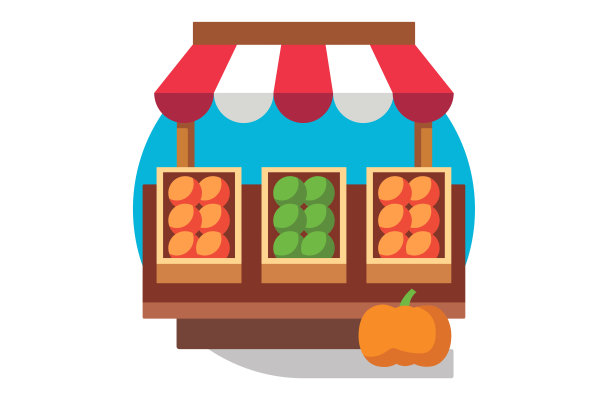 有新鲜蔬菜和水果的户外摊位图片下载