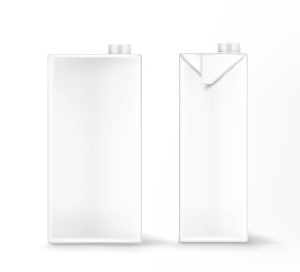 牛奶或果汁包装模型，白色纸盒图片下载
