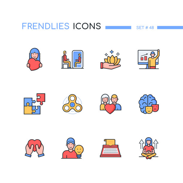 心理学-现代线条设计风格图标集图片下载