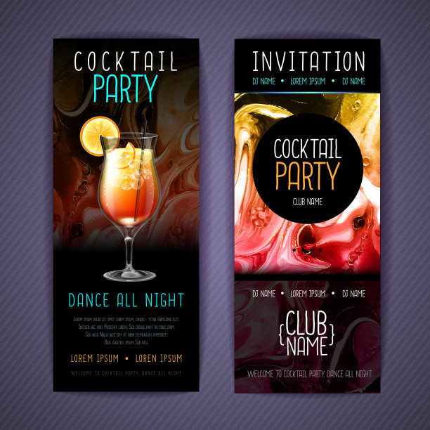 鸡尾酒菜单设计与酒精墨水纹理。大理石纹理的背景。龙舌兰日出图片下载