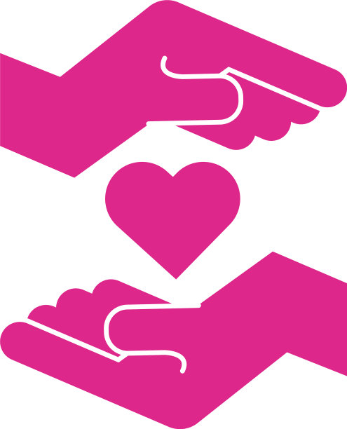 手保护粉色心形轮廓风格图标图片下载