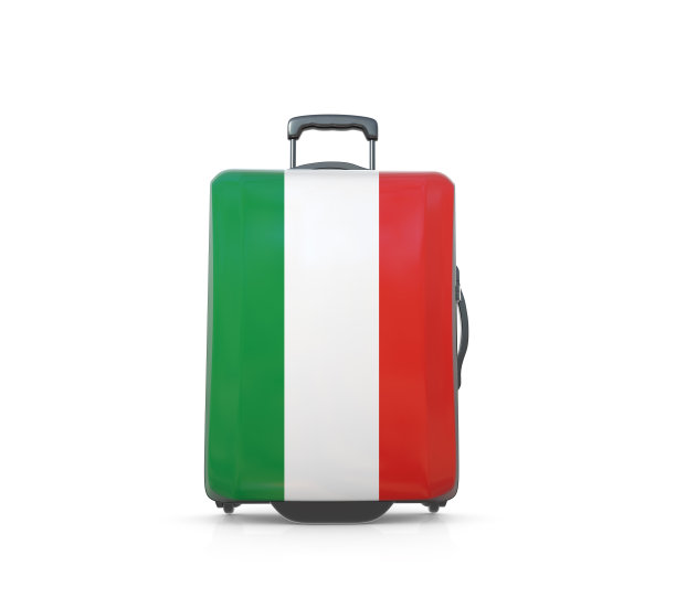 意大利度假和旅游目的地旗画手提箱的概念图片下载
