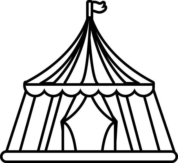 马戏团帐篷fair线风格的图标图片下载