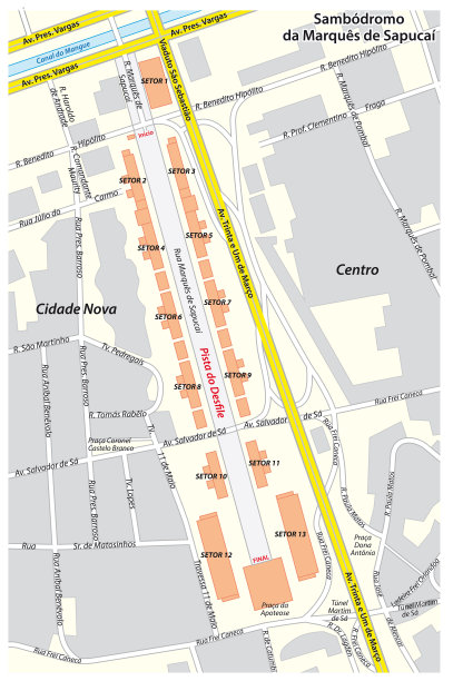 矢量地图的桑巴罗竞技场在里约热内卢de Janeiro，巴西图片下载