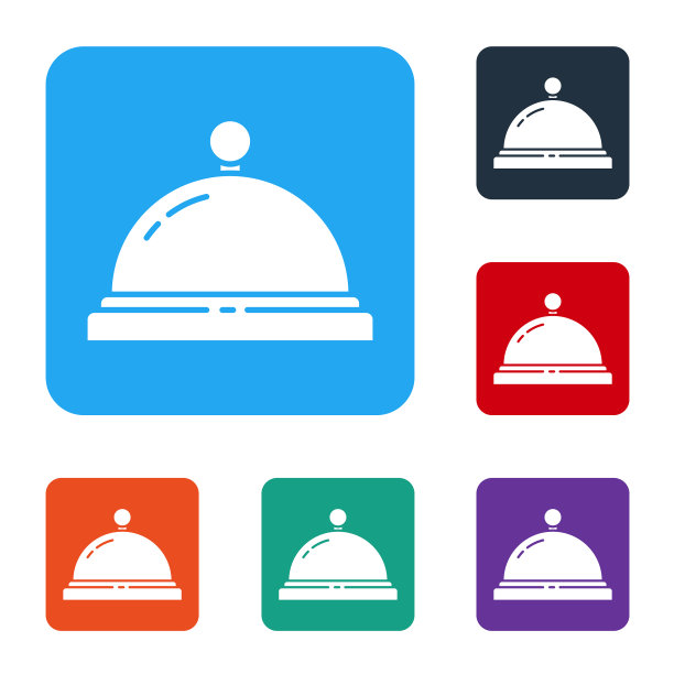 白色的酒店服务钟图标上隔离白色图片下载