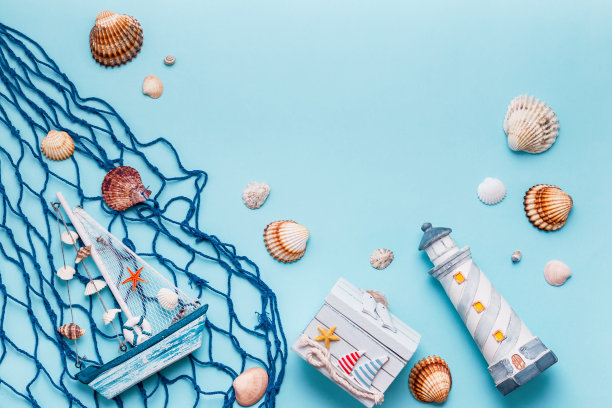 夏季旅游概念平铺，复制空间，俯视图图片下载