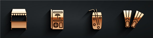 设置带遮阳蓬的街道摊位旅游手册图片下载