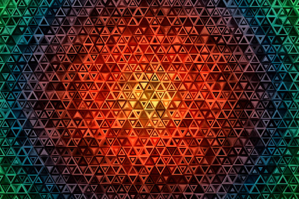 由混沌三角形曲面多边形构成的抽象几何背景。图片下载