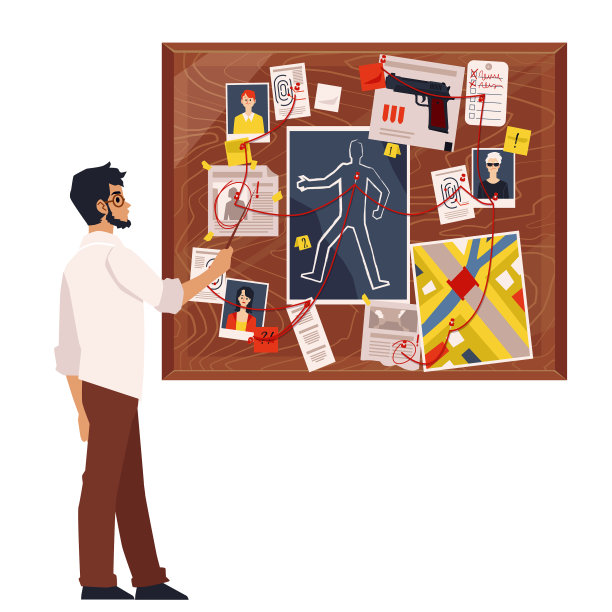 卡通侦探看着犯罪板图片下载