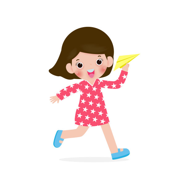 矢量插图的快乐的孩子玩纸飞机，儿童和折纸飞机在天空孤立的白色背景上飞行图片下载