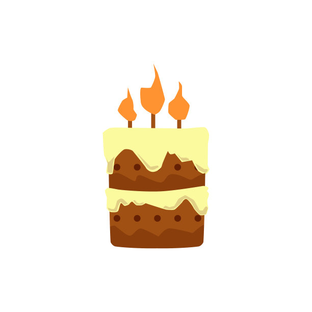 卡通生日蛋糕与点燃的蜡烛隔离图片下载