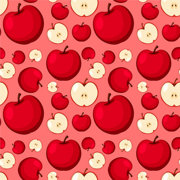 白色背景上的红苹果无缝图案图片下载