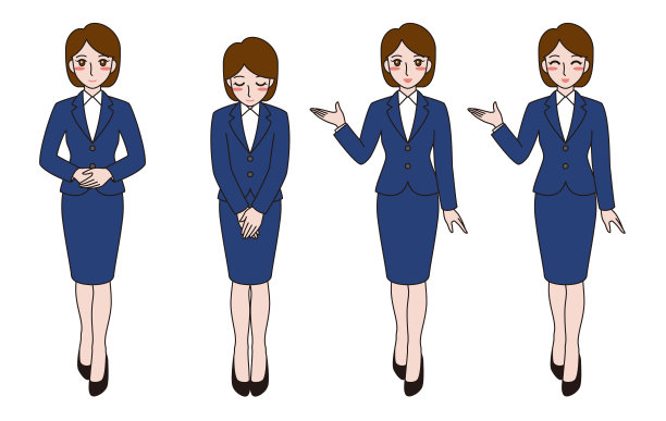 套装的各种姿势的商务女性在办公室的服装图片下载