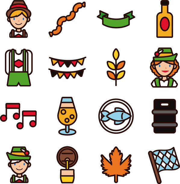 捆绑16个啤酒节集合图标图片下载