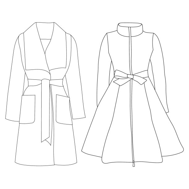 外套女性素描轮廓图片下载