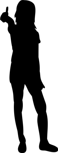 孤立的剪影小女孩显示阶级图片下载