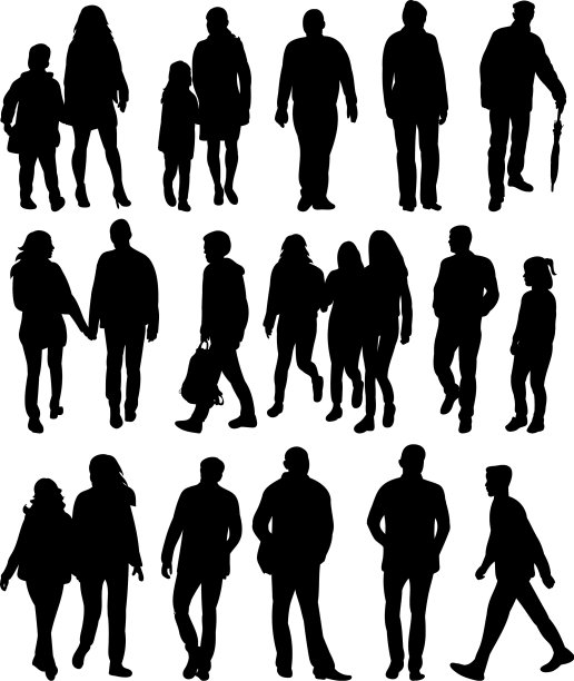 收集行走的人的剪影图片下载