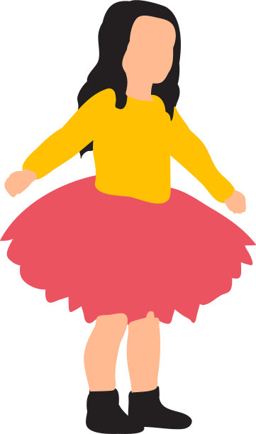 白色背景女孩跳舞平底风格图片下载