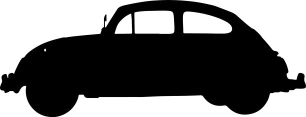 在白色背景上剪影复古车图片下载