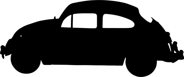 在白色背景上剪影复古车图片下载