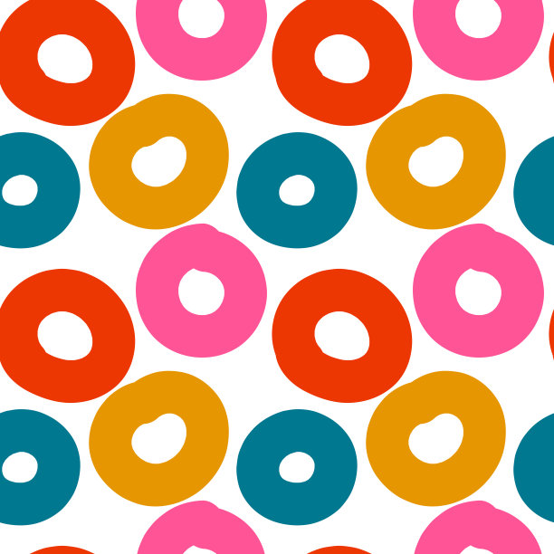彩色无缝图案与圆形几何形状，环，圆。图片下载