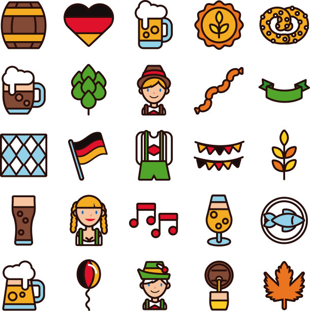 捆绑25个啤酒节图标图片下载