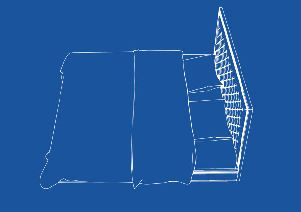 在蓝色背景上画床图片下载